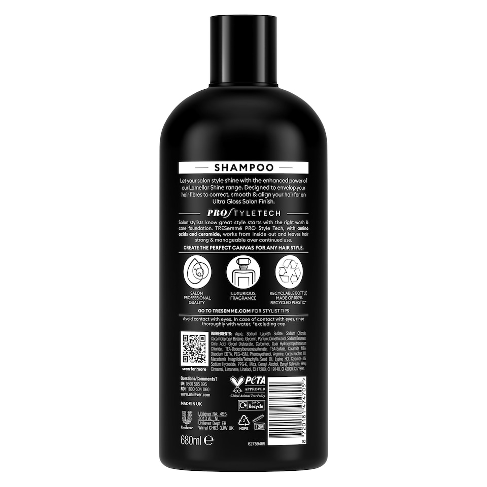 image 1 of Tresemme Lamellar Shine Shampoo 680ml