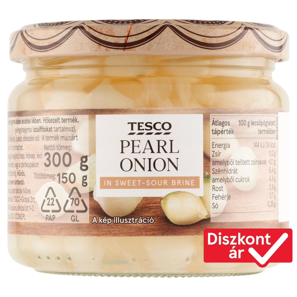 Tesco gyöngyhagyma édes ecetes lében 300 g