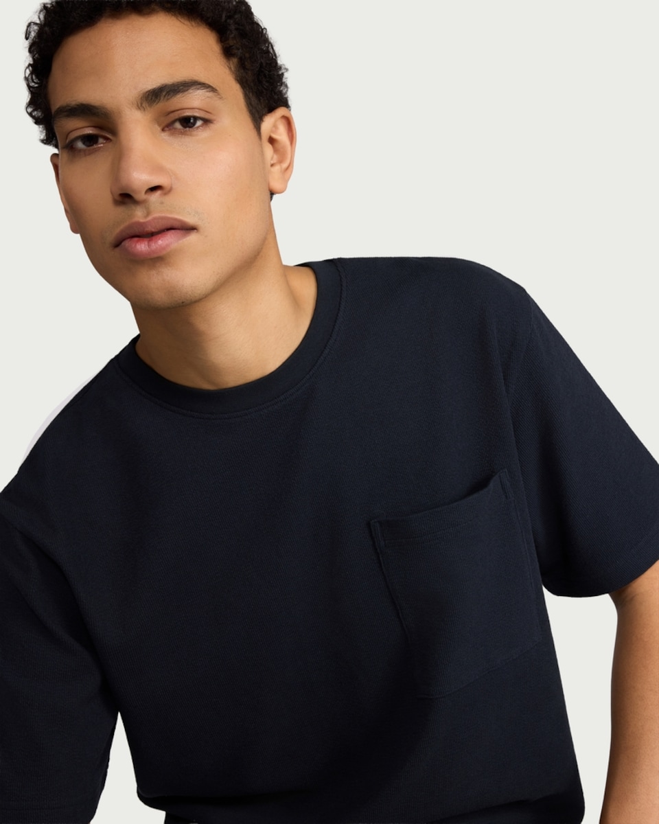 image 1 of F&F Pure Cotton Pocket Oversized Fit T-Shirt in Navy
