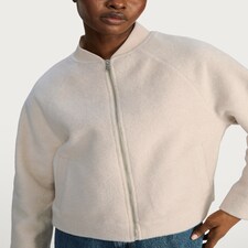 F&F Ribbed Collar Zip Through Bomber Jacket in Cream