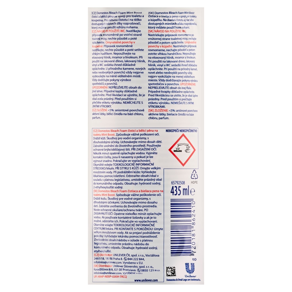 obrázok 1 z Domestos Bleach Foam čistič toalety White & Shine 435 ml