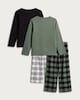 image 2 of F&F Boys 2-Pack Pure Cotton Long Sleeved Henley Top and Trousers Pyjamas  in Multi