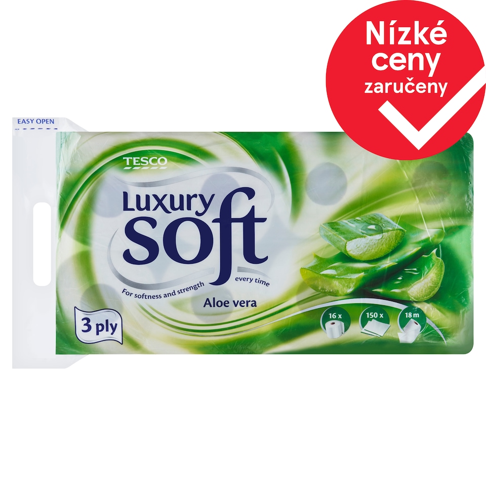 Tesco Soft Luxury Aloe Vera toaletní papír 3 vrstvy 16 rolí