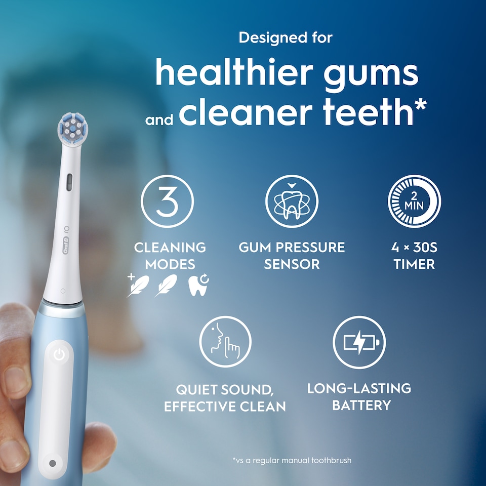 image 1 of Oral-B iO3 Ice Blue Electric Toothbrush + Travel Case