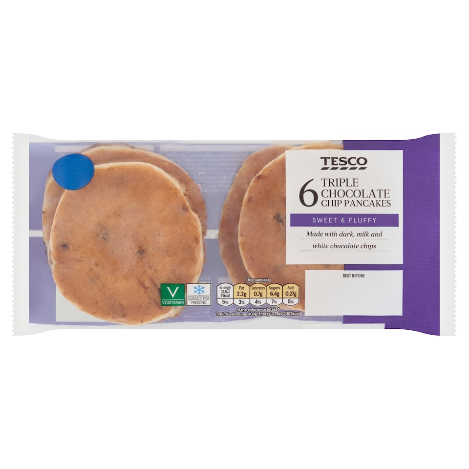 Tesco 6 Triple Chocolate Chip Pancakes
