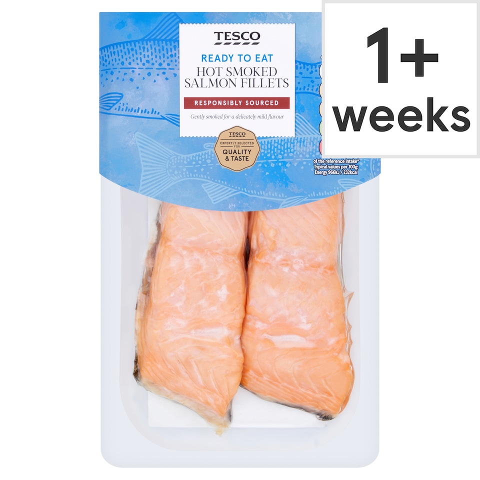 Tesco Ready to Eat Hot Smoked Salmon Fillets 180g