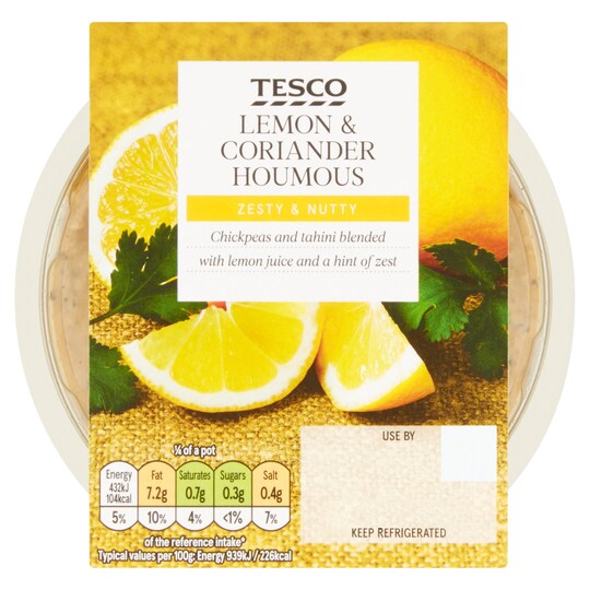 Tesco Lemon & Coriander Houmous 182G Tesco Groceries