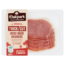 Oakpark 6 Smoked Thick Cut Irish Back Rashers 300g