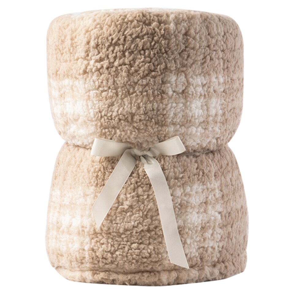 F&F Home Teddy Check Throw - Mink