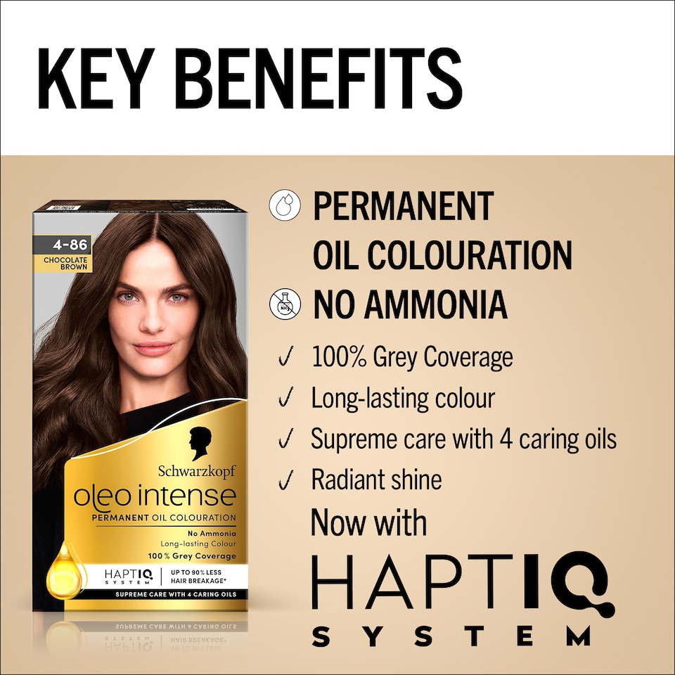 image 1 of Schwarzkopf Oleo Intense Permanent Oil Colouration - Chocolate Brown 4-86