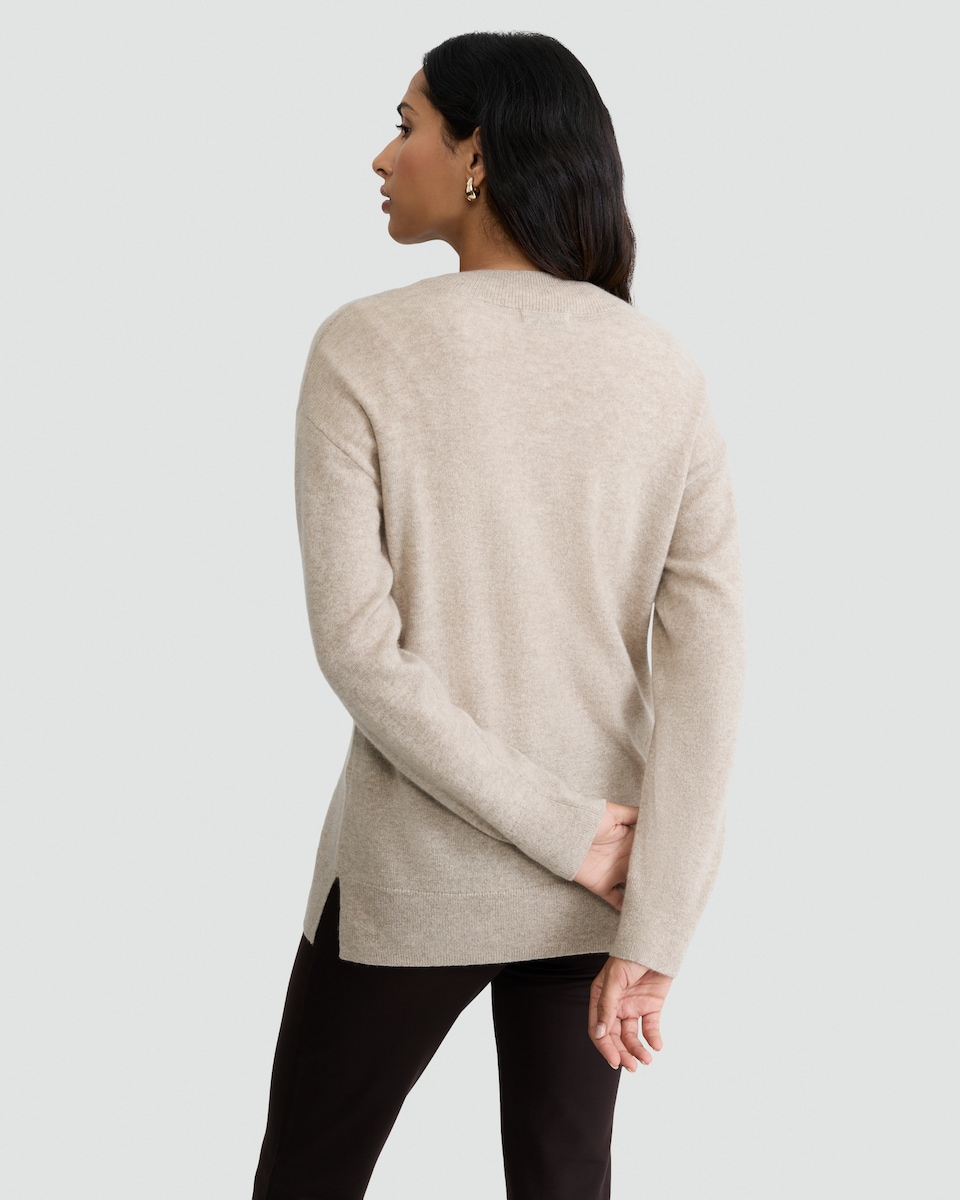 image 1 of F&F Premium Pure Cashmere V Neck Jumper in Neutral