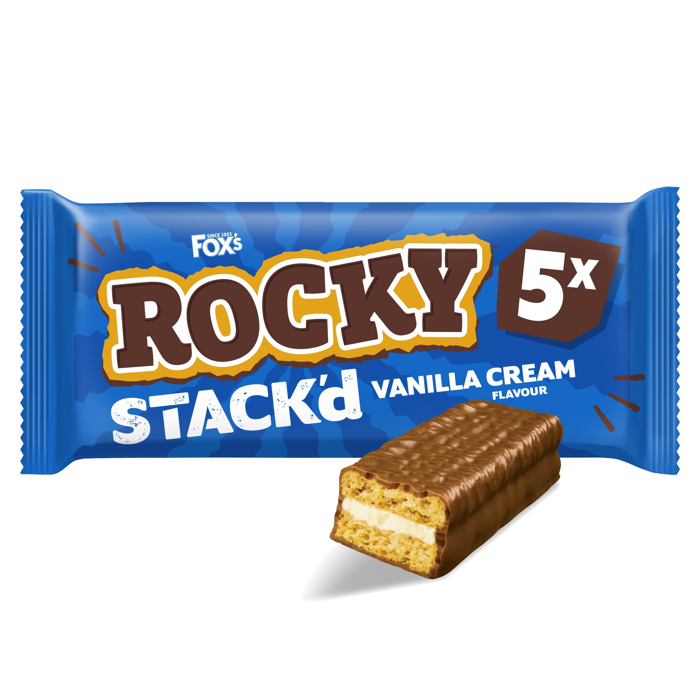 Fox's Biscuits Rocky STACK'd Vanilla Cream flavour Biscuit Bars 5x25g Bars Multipack
