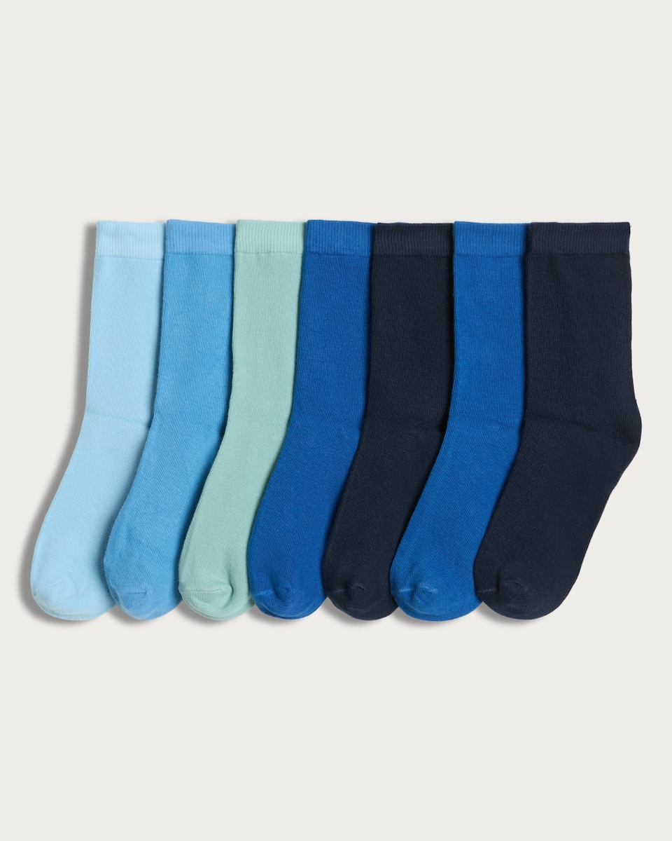 F&F Boys 7-Pack Cotton Rich Ankle Socks in Blue