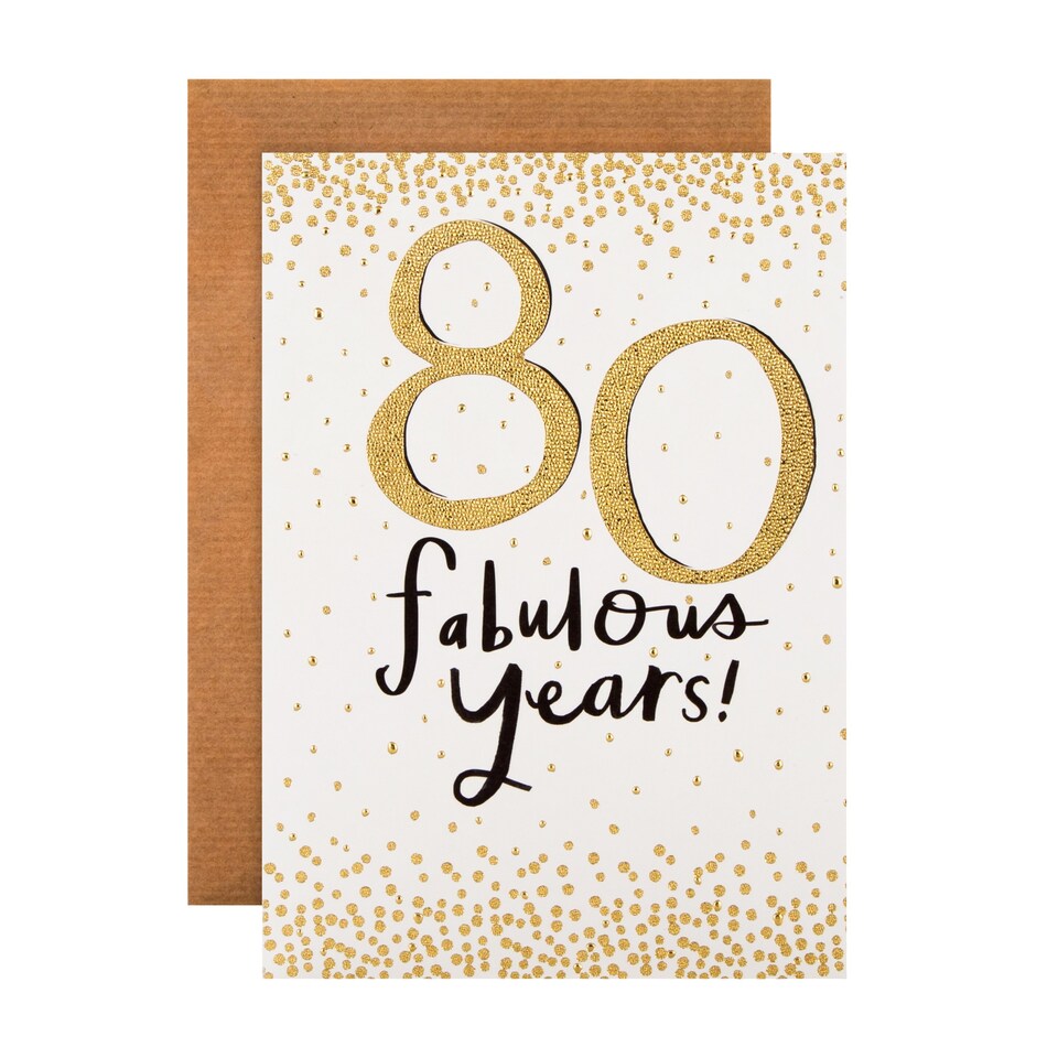 image 1 of Inkdrops Birthday Card 80 Fabulous Years!