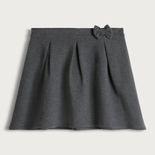 F&F School Girls Bow Detail Pleated Skirt in Grey