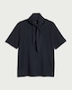 image 4 of The F&F Edit Pure Cotton Tie Neck T-Shirt in Navy