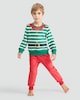 image 3 of F&F Minky Fleece Elf Stripe Print Pyjama Set in Multi