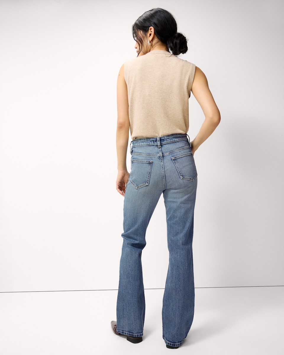 image 1 of F&F Mid Rise Bootcut Jeans in Blue