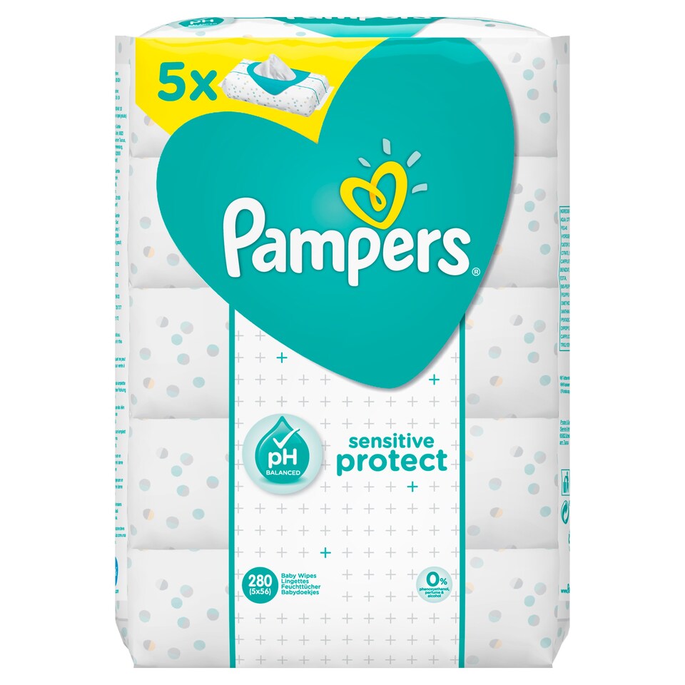 image 1 of Pampers Wipes 5 Packs 280 Wipes
