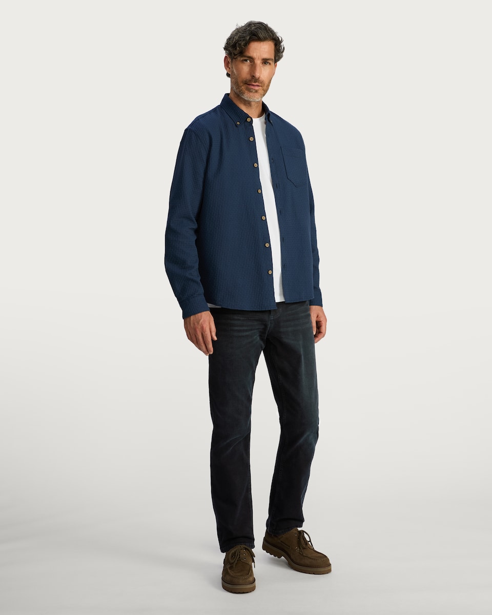 image 1 of F&F Straight Fit FREEF!T® Jeans in Navy