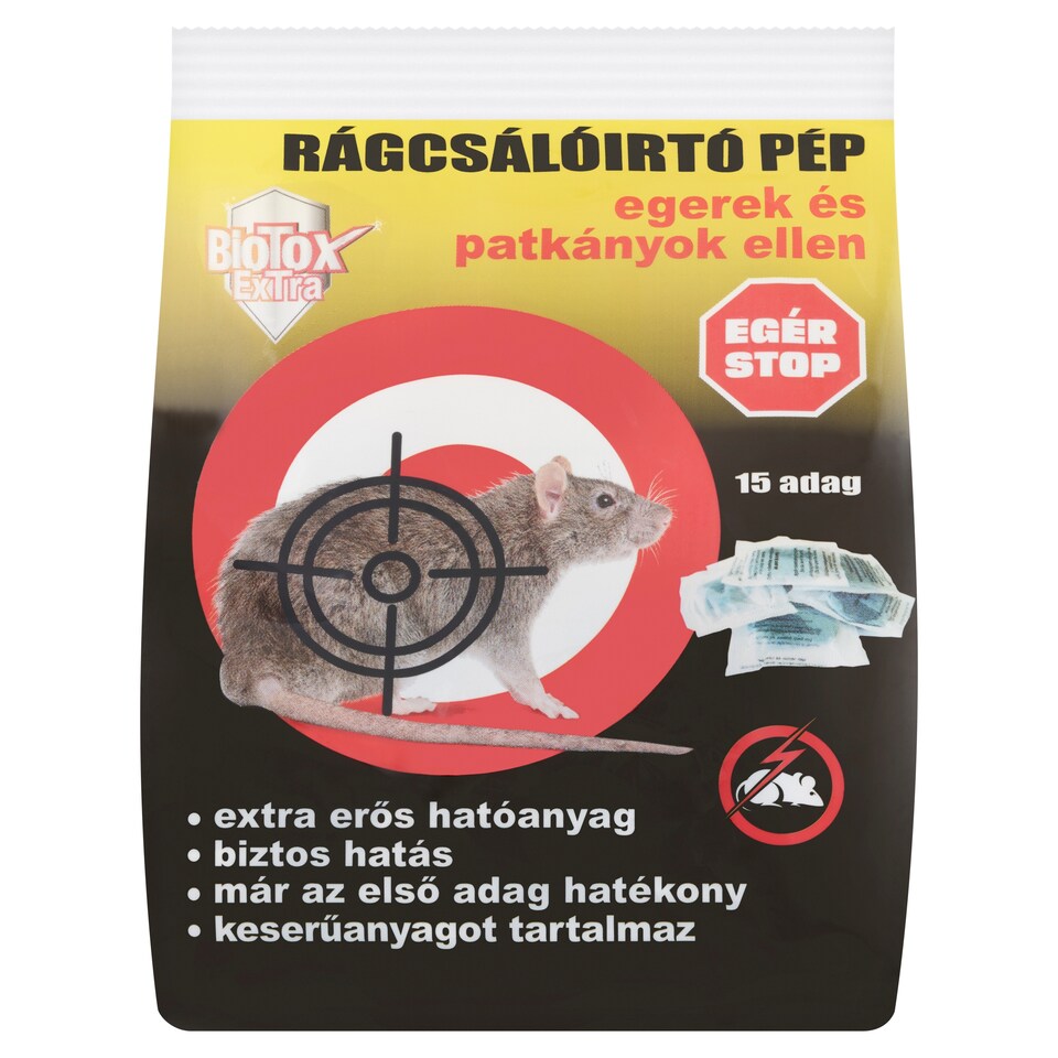 BioTox ExTra rágcsálóirtó pép egerek és patkányok ellen 15 db 150 g