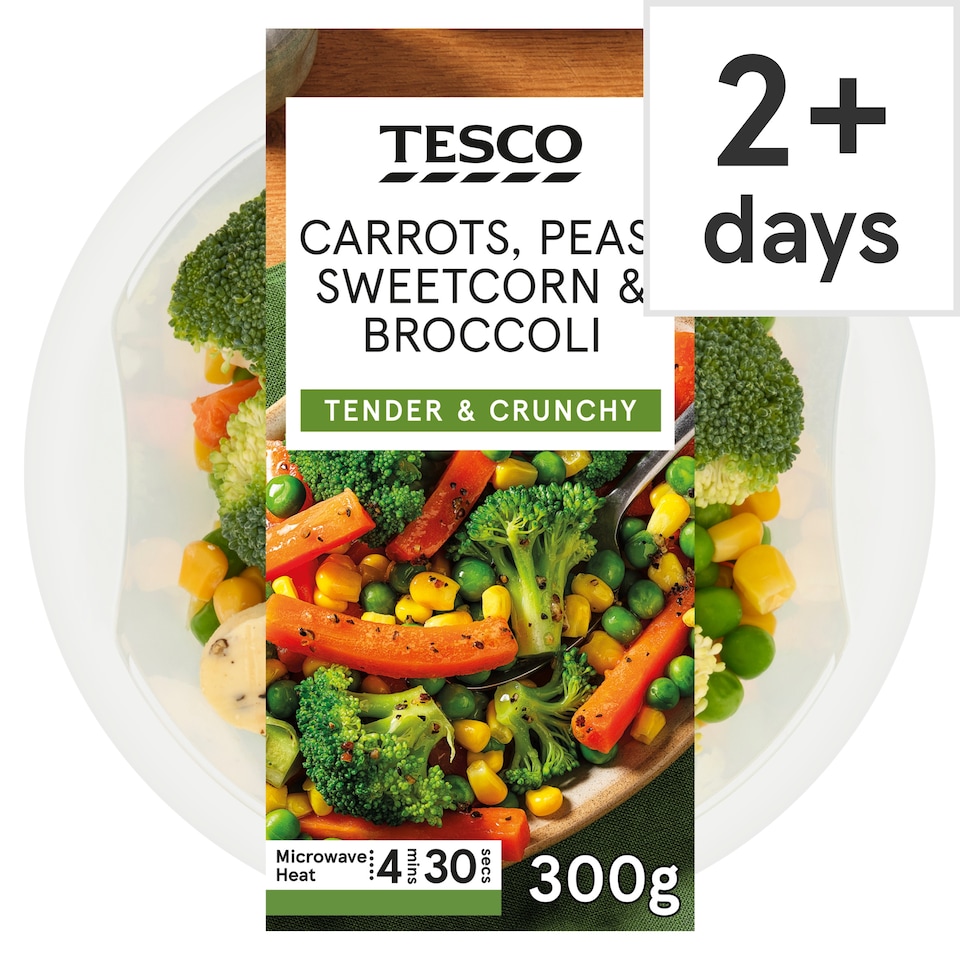 Tesco Peas, Sweetcorn, Broccoli and Carrot 300g