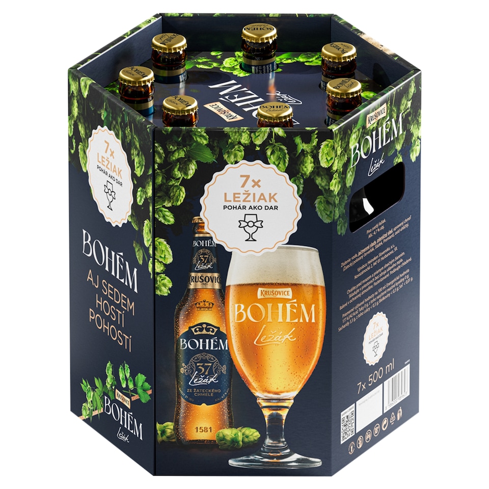 Krušovice Bohém Gift Pack 7 x 0.5 L Bottle + Glass