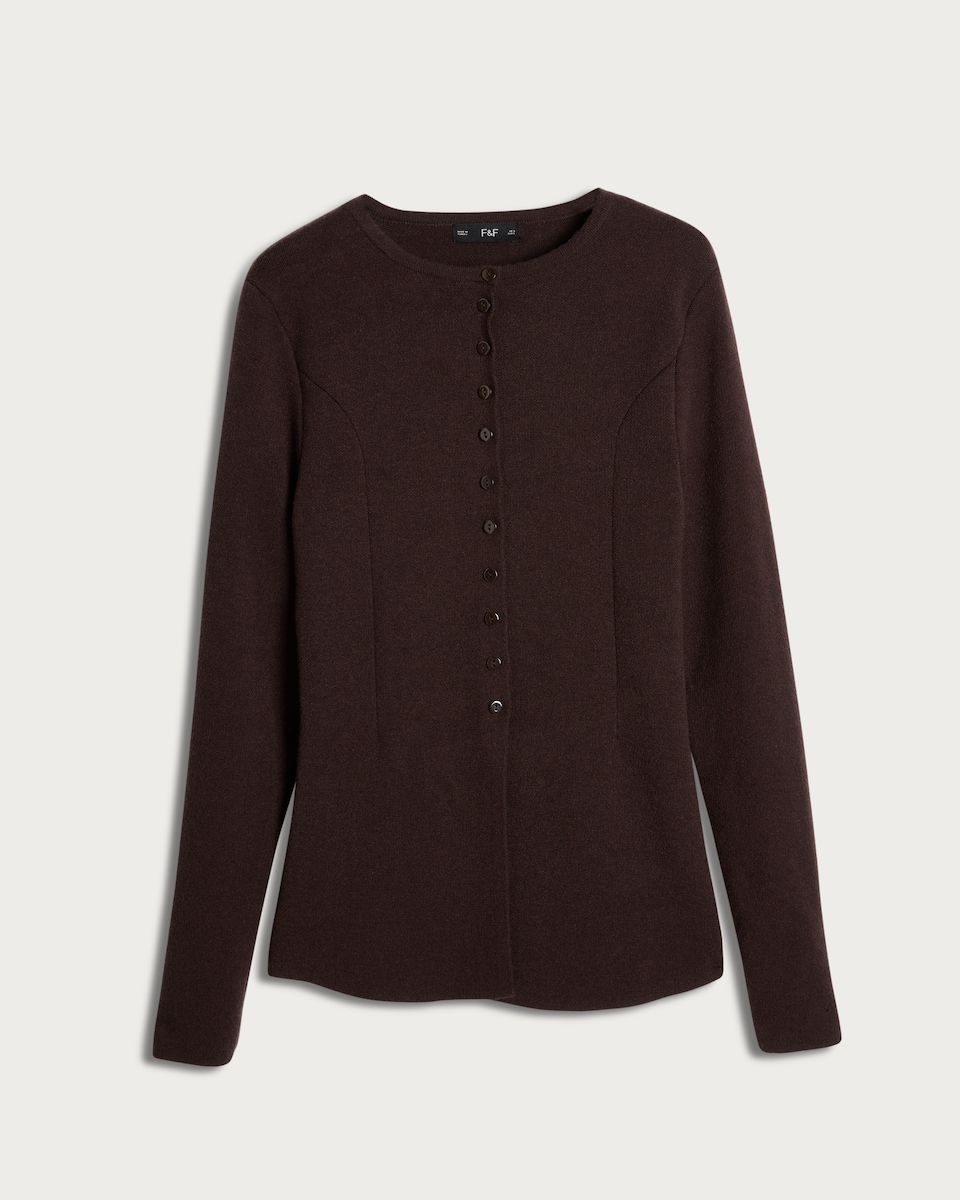 image 1 of F&F Knitted Button Front Cardigan in Brown