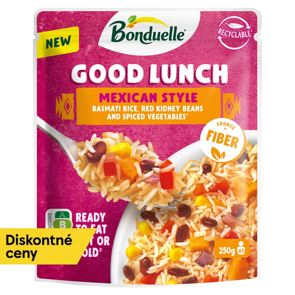 Bonduelle Good Lunch Mexican Style Basmati Rice, Red Kidney Beans and Spiced Vegetables 250 g