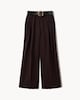 image 5 of F&F Pleated Wide Leg Belted Trousers in Chocolate