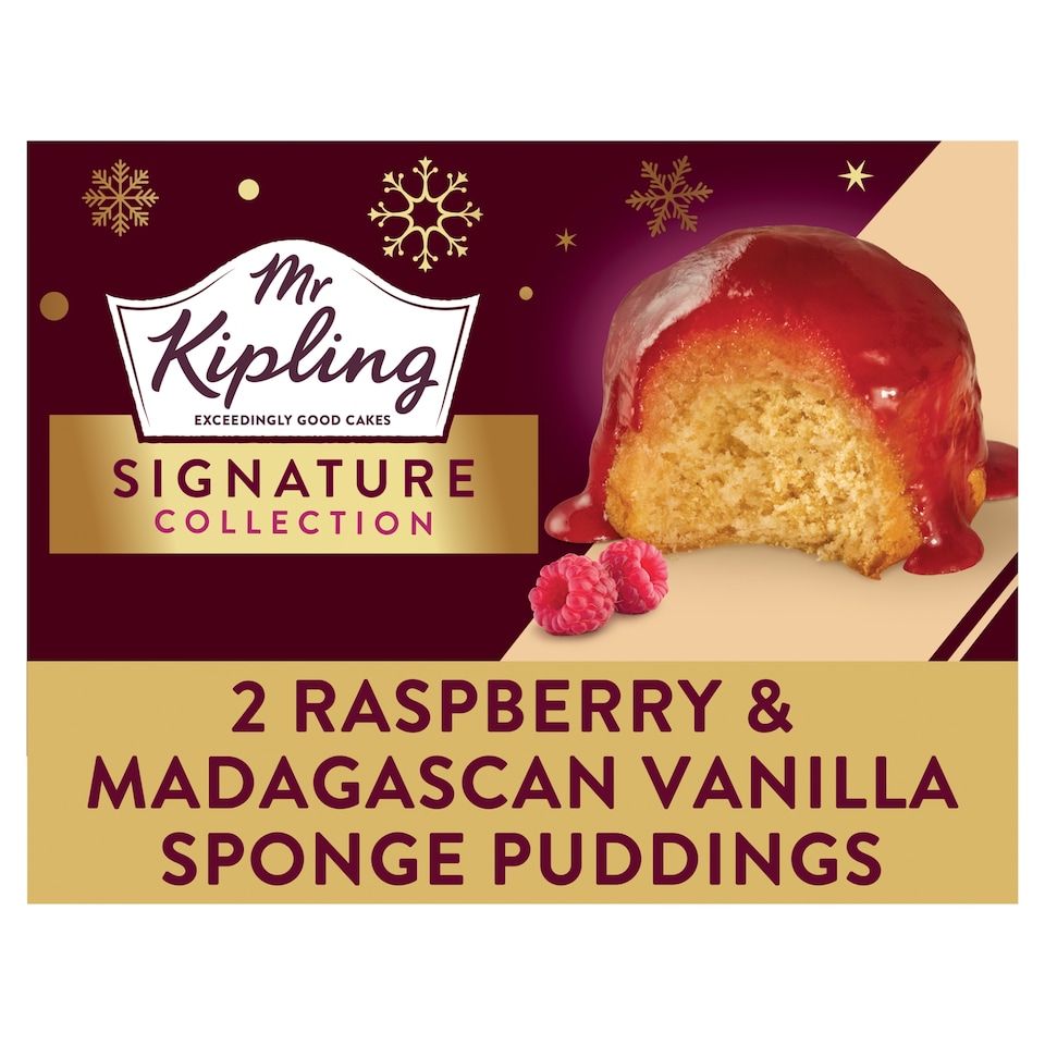 Mr Kipling signature collection Raspberry & Madagascan Vanilla Sponge Pudding 2 x 95g