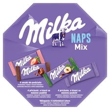 Milka bonboniéra Naps Mix, výběr mini mléčných čokolád 138g