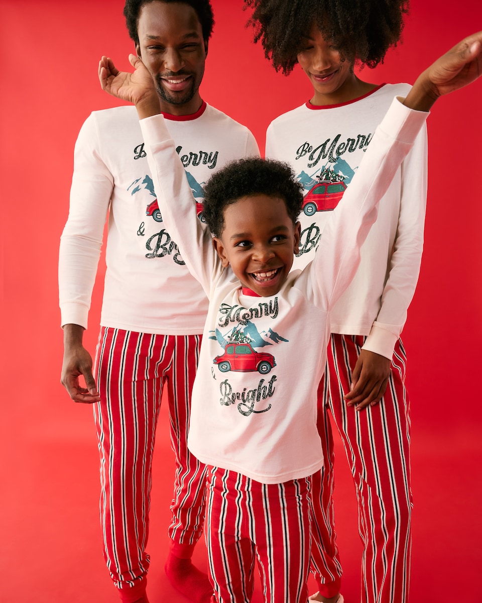 image 1 of Christmas Pure Cotton Merry and Bright Matching Family Pyjama Set in Cream