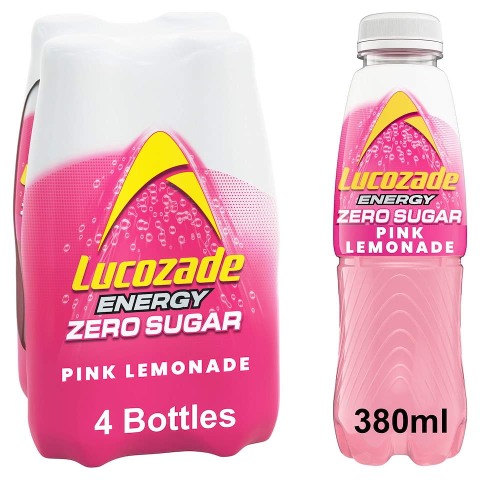 image 1 of Lucozade Zero Pink Lemonade 4 X 380Ml