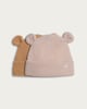 image 1 of F&F Baby 2-Pack Ribbed Bear Ear Beanie Hats in Neutral