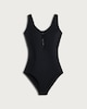 image 4 of F&F Active ULTRASWIM Zip Front Swimsuit in Black