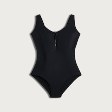 F&F Active ULTRASWIM Zip Front Swimsuit in Black