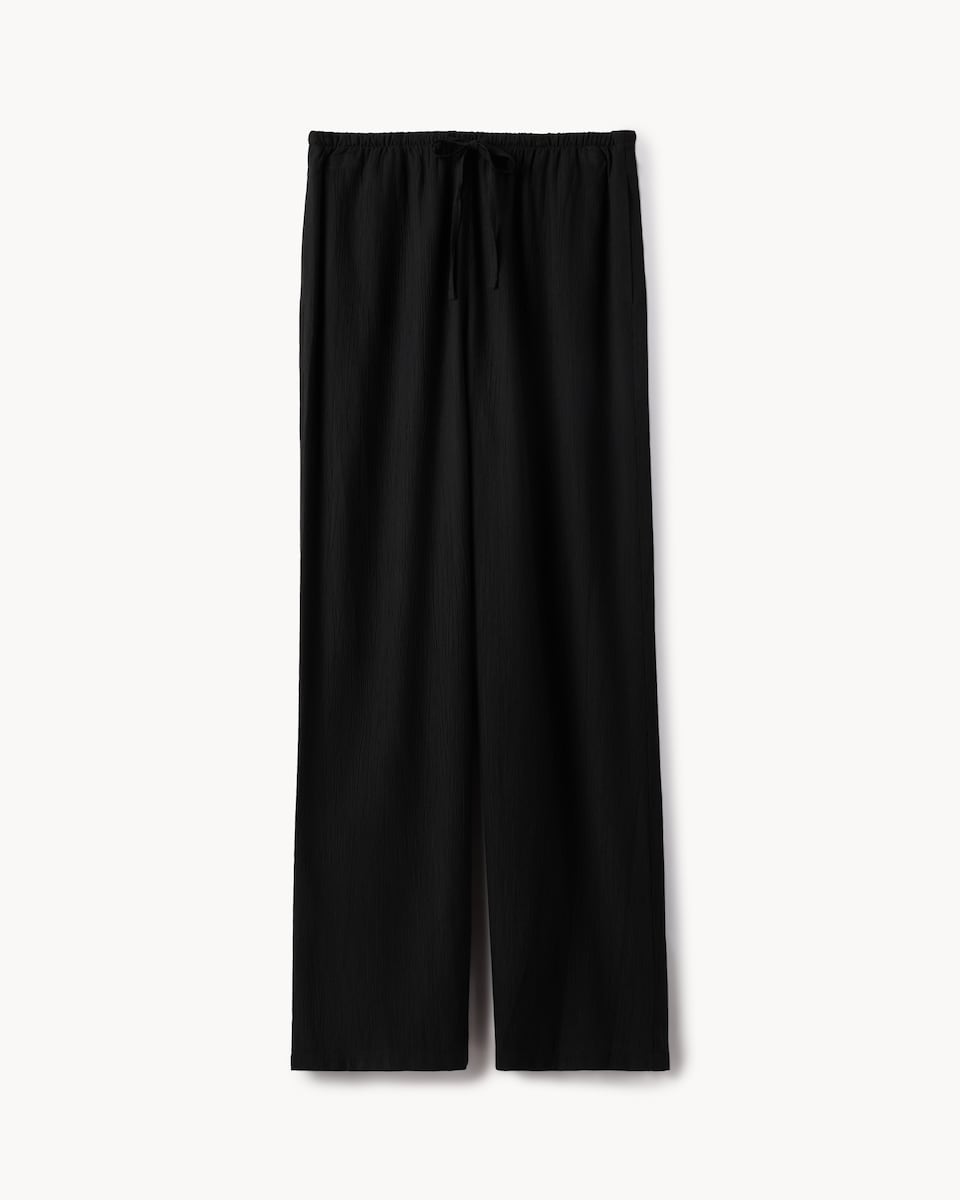 image 1 of F&F Textured Wide Leg Trousers in Black