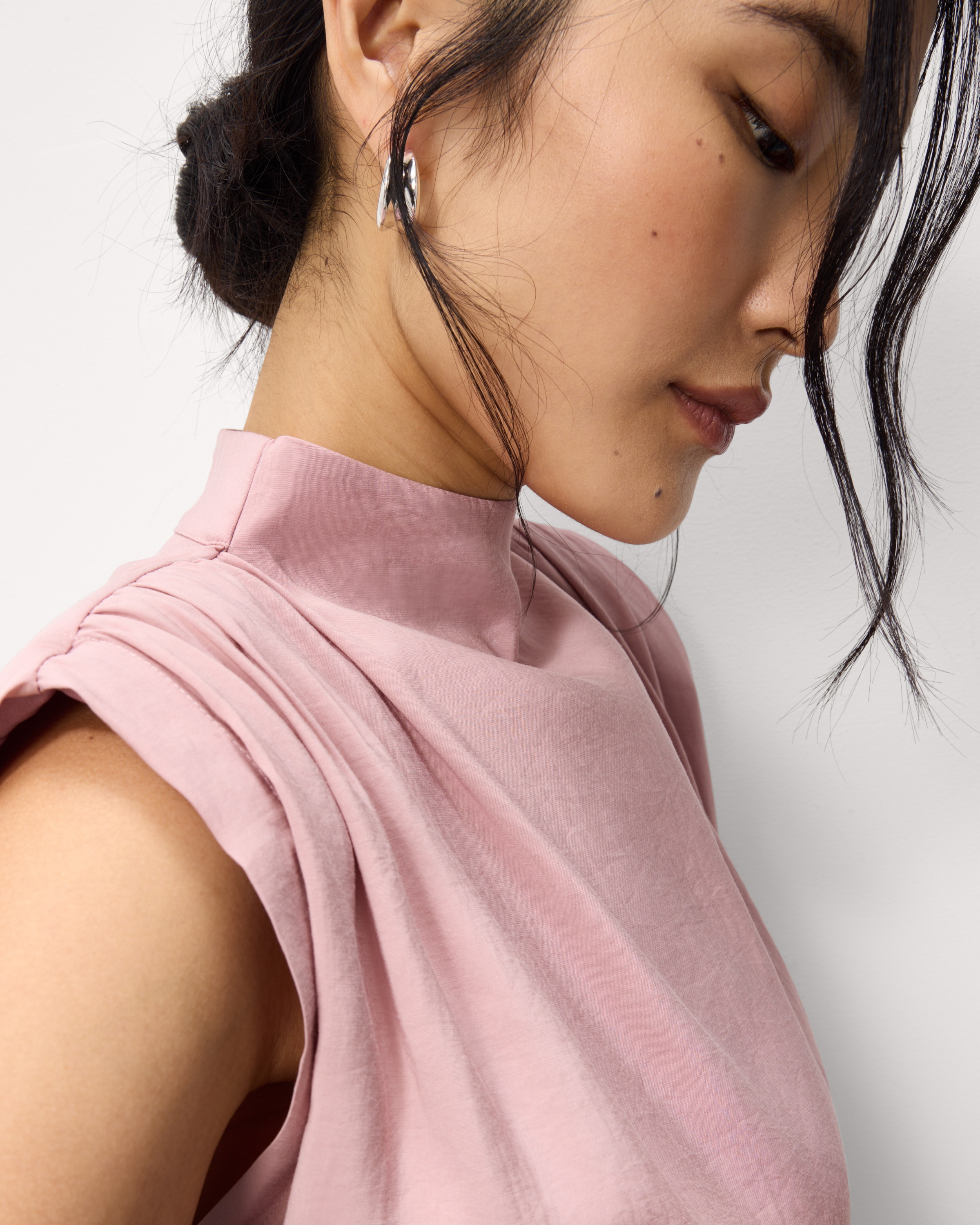 F&F High Neck Tie Side Blouse in Pink
