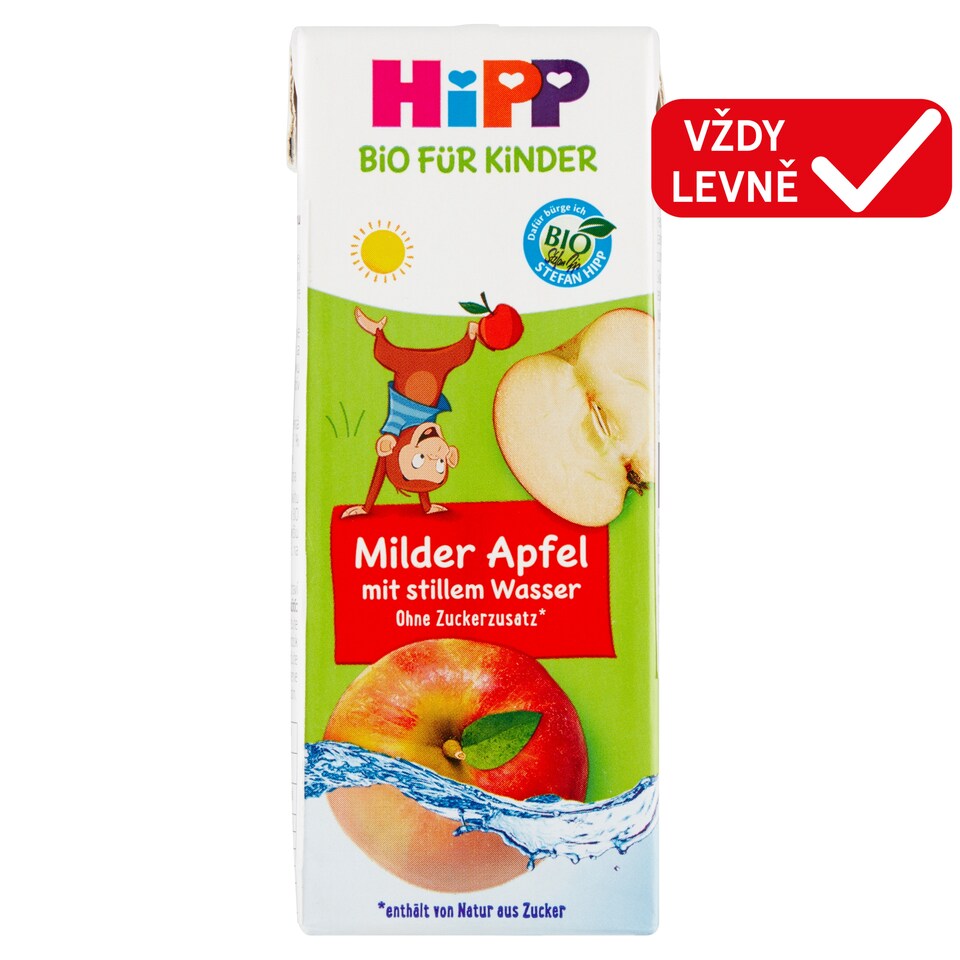 Obrázek 1 pro produkt HiPP Bio nápoj jemné jablko s neperlivou pramenitou vodou od 1+ 200ml