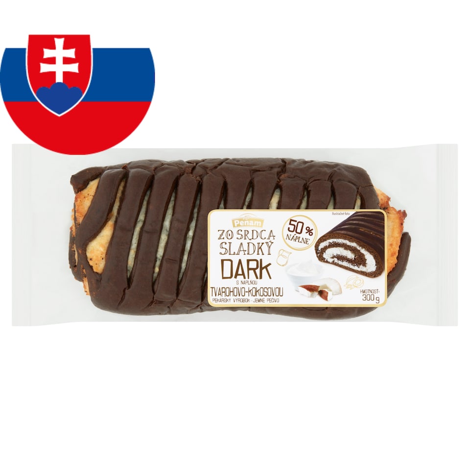 Penam Zo srdca sladký Závin Dark s náplňou tvarohovo-kokosovou 300 g