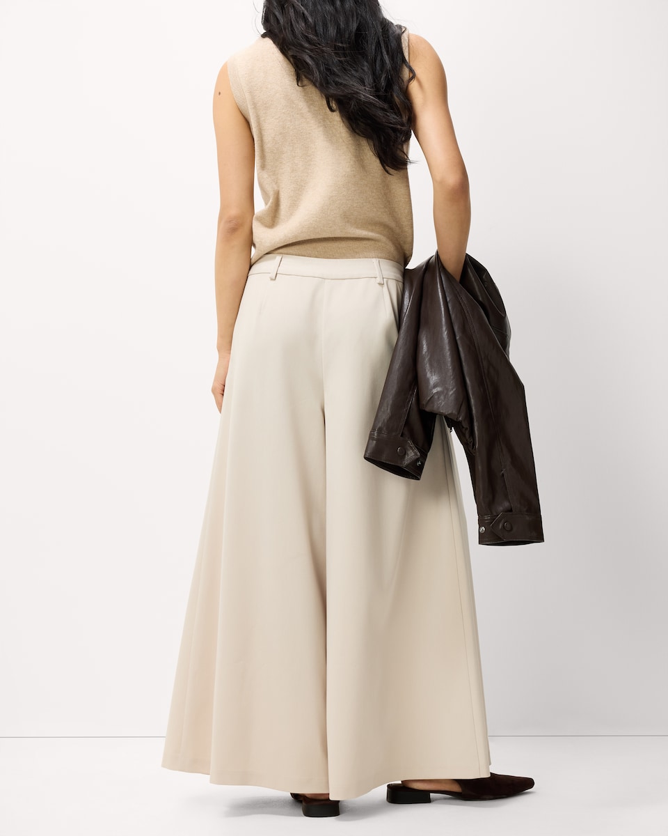 image 1 of F&F Pleated Wide Leg Culottes in Cream