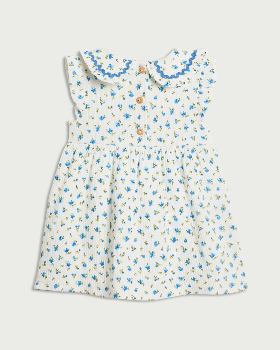 image 1 of F&F Baby Cotton Rich Floral Dress in Cream