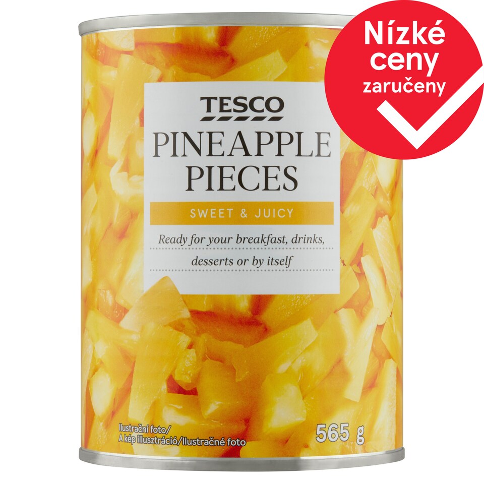 Tesco Ananas kousky ve sladkém nálevu 565g