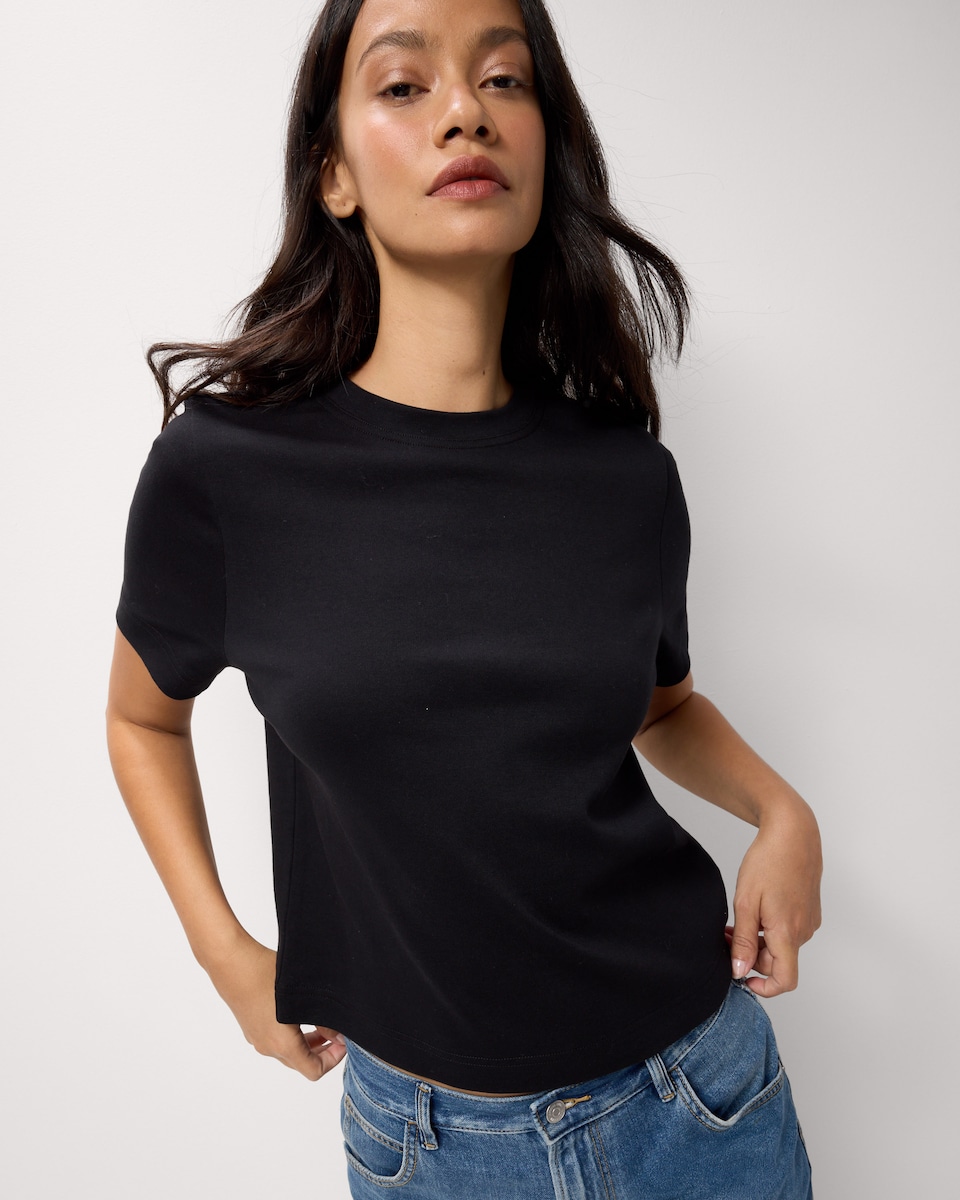 image 1 of F&F Pure Cotton Slim Fit T-Shirt in Black