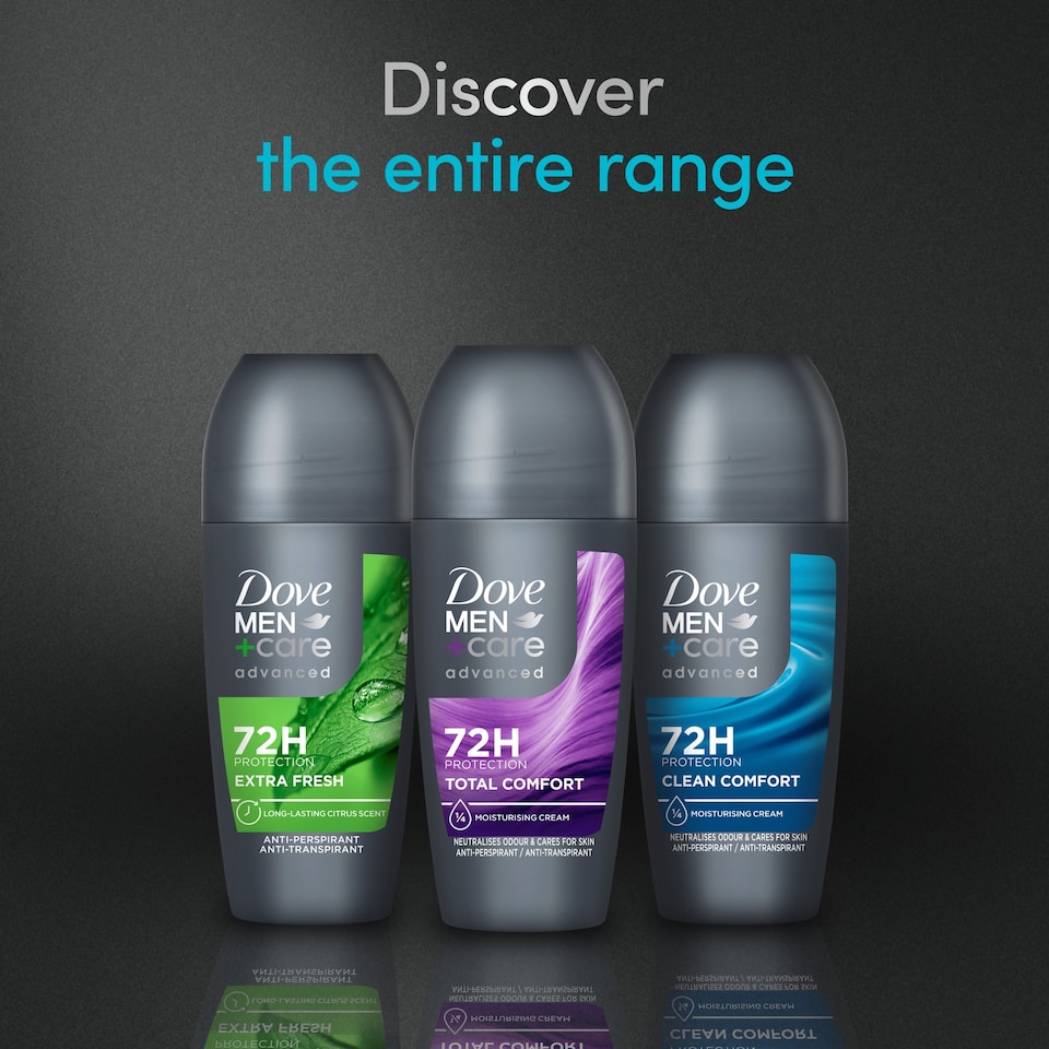 image 1 of Dove Men+Care Clean Comfort 72h Roll-On Antiperspirant Deodorant 50ml