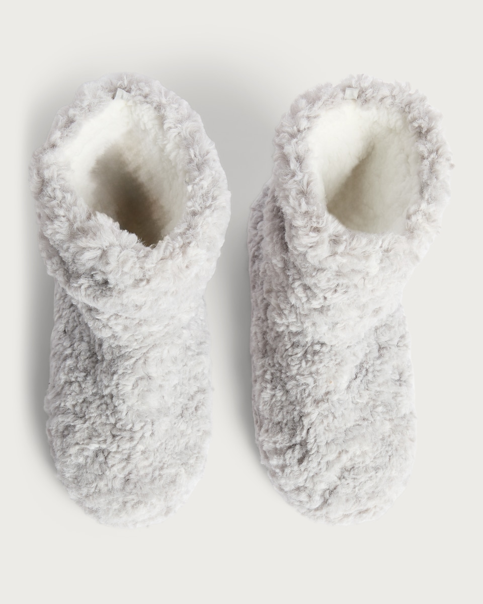 image 1 of F&F Borg Textured Boot Slippers in Grey