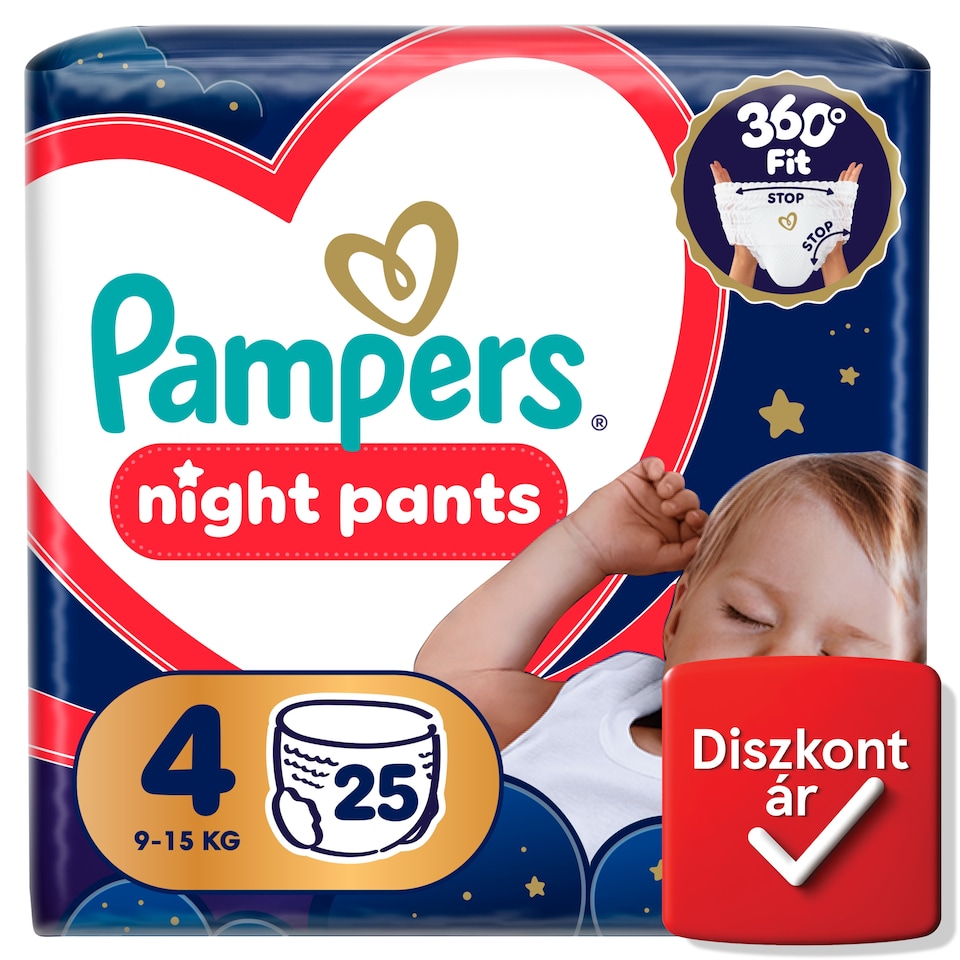 Pampers Night Bugyipelenka, Méret: 4, 25 db Pelenka, 9kg-15kg  1. kép