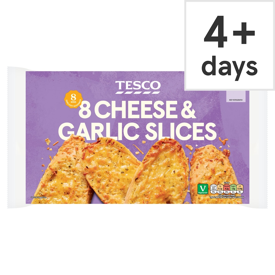 Tesco 8 Cheese & Garlic Slices 260g
