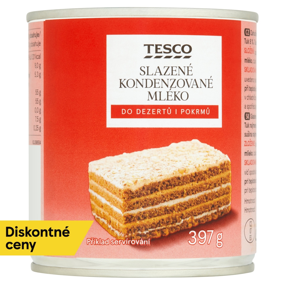 Tesco Sladené kondenzované mlieko 397 g